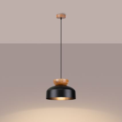 Lámpara colgante MARION 1xE27/15W/230V diá. 29,5 cm negro