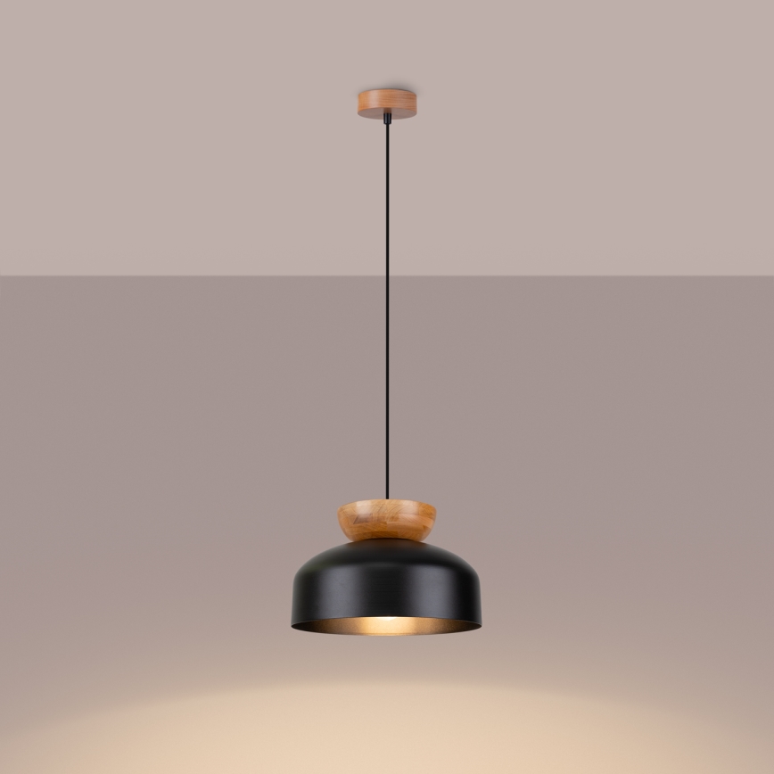 Lámpara colgante MARION 1xE27/15W/230V diá. 29,5 cm negro