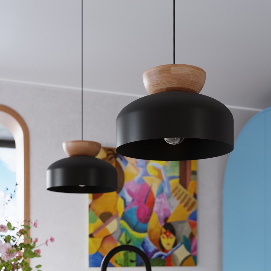 Lámpara colgante MARION 1xE27/15W/230V diá. 29,5 cm negro