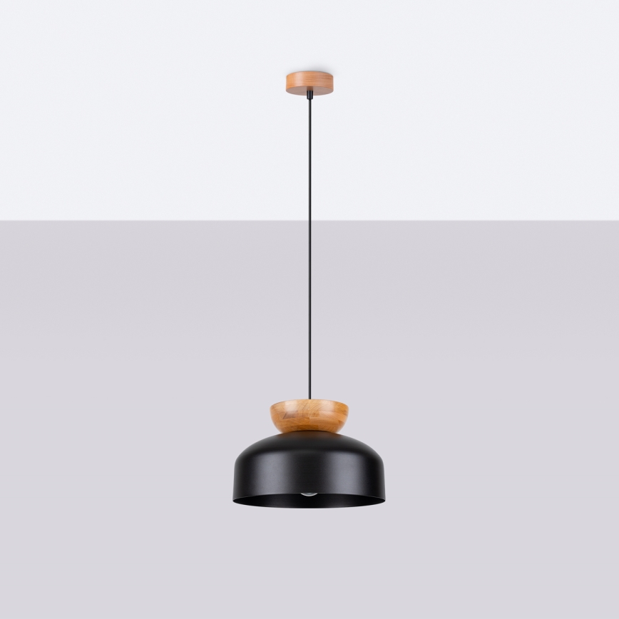 Lámpara colgante MARION 1xE27/15W/230V diá. 29,5 cm negro