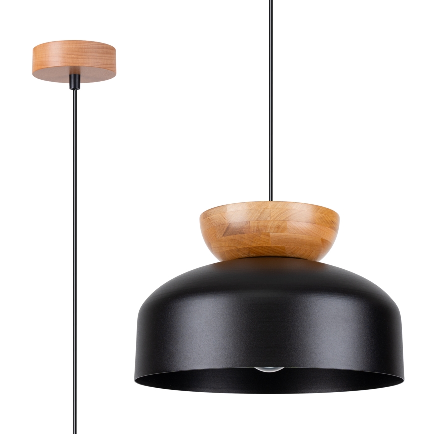 Lámpara colgante MARION 1xE27/15W/230V diá. 29,5 cm negro