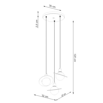 Lámpara colgante HYPERION 3xG9/8W/230V negro