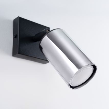 Foco de pared WINX 1xGU10/10W/230V negro/cromo brillante