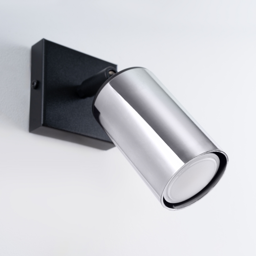 Foco de pared WINX 1xGU10/10W/230V negro/cromo brillante