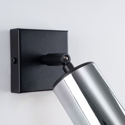 Foco de pared WINX 1xGU10/10W/230V negro/cromo brillante