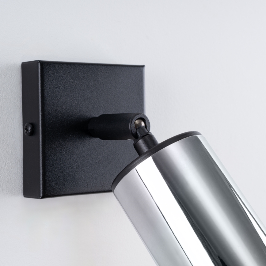 Foco de pared WINX 1xGU10/10W/230V negro/cromo brillante