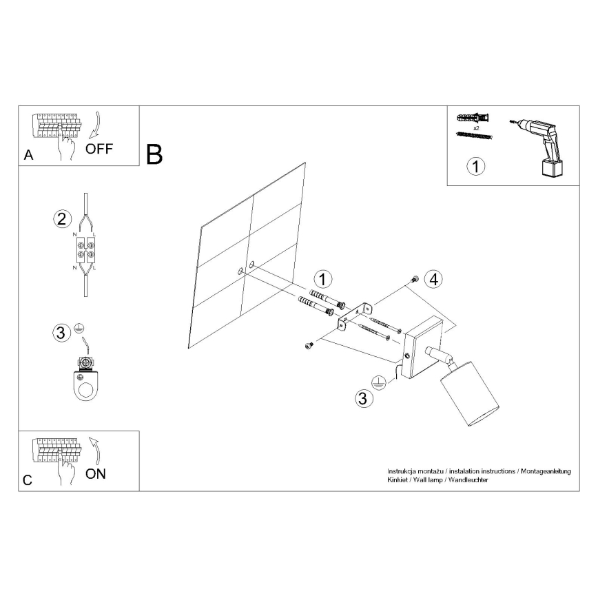 Foco de pared WINX 1xGU10/10W/230V negro/cromo brillante