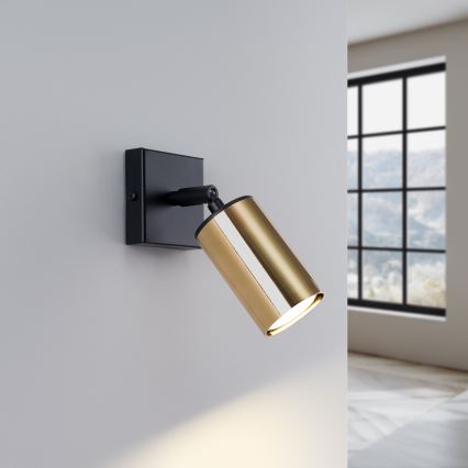 Foco de pared WINX 1xGU10/10W/230V negro/dorado