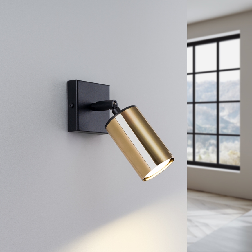 Foco de pared WINX 1xGU10/10W/230V negro/dorado