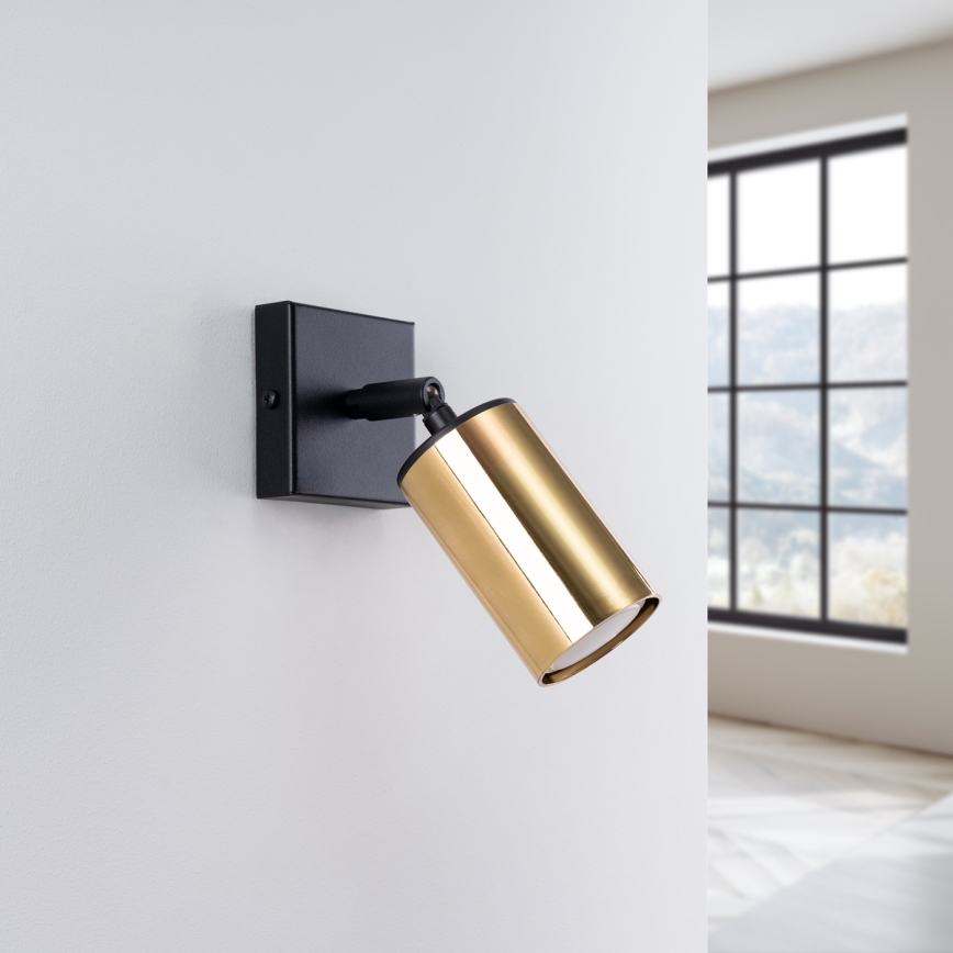 Foco de pared WINX 1xGU10/10W/230V negro/dorado