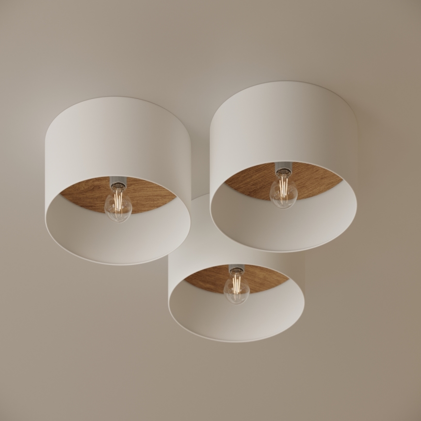 Plafón TELESTO 1xE27/15W/230V diá. 35 cm blanco/beige