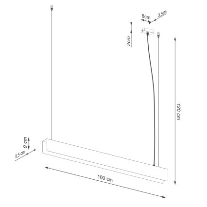 Lámpara LED colgante SPARK 1xG13/8,5W/230V blanco