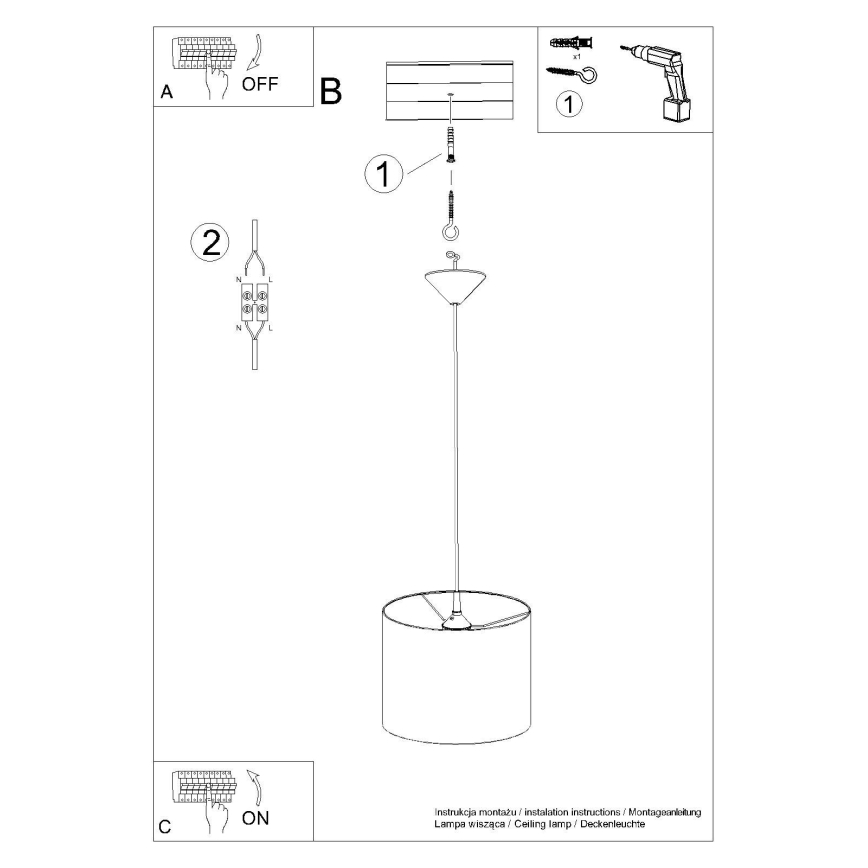 Lámpara colgante NOVA 1xE27/15W/230V diá. 30 cm blanco