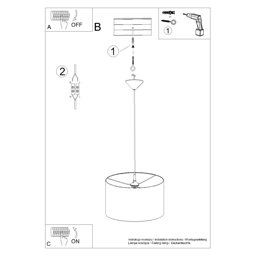 Lámpara colgante NOVA 1xE27/15W/230V diá. 40 cm blanco