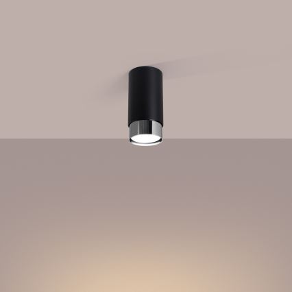 Foco NERO 1xGU10/10W/230V 12,5 cm negro/cromo brillante