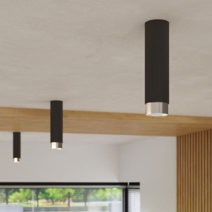 Foco NERO 1xGU10/10W/230V 12,5 cm negro/cromo brillante