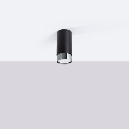 Foco NERO 1xGU10/10W/230V 12,5 cm negro/cromo brillante
