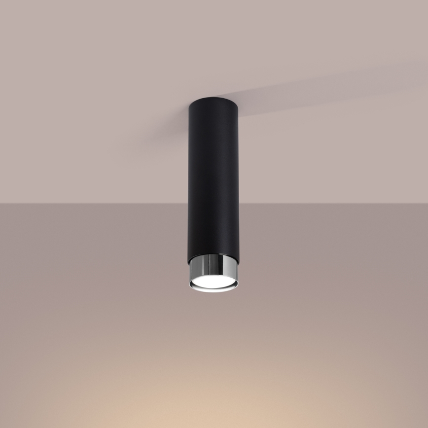 Foco NERO 1xGU10/10W/230V 22,5 cm negro/cromo brillante