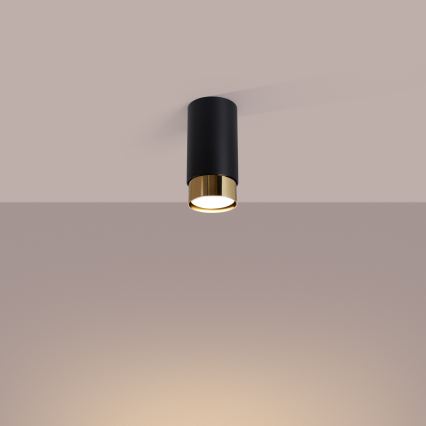 Foco NERO 1xGU10/10W/230V 12,5 cm negro/dorado