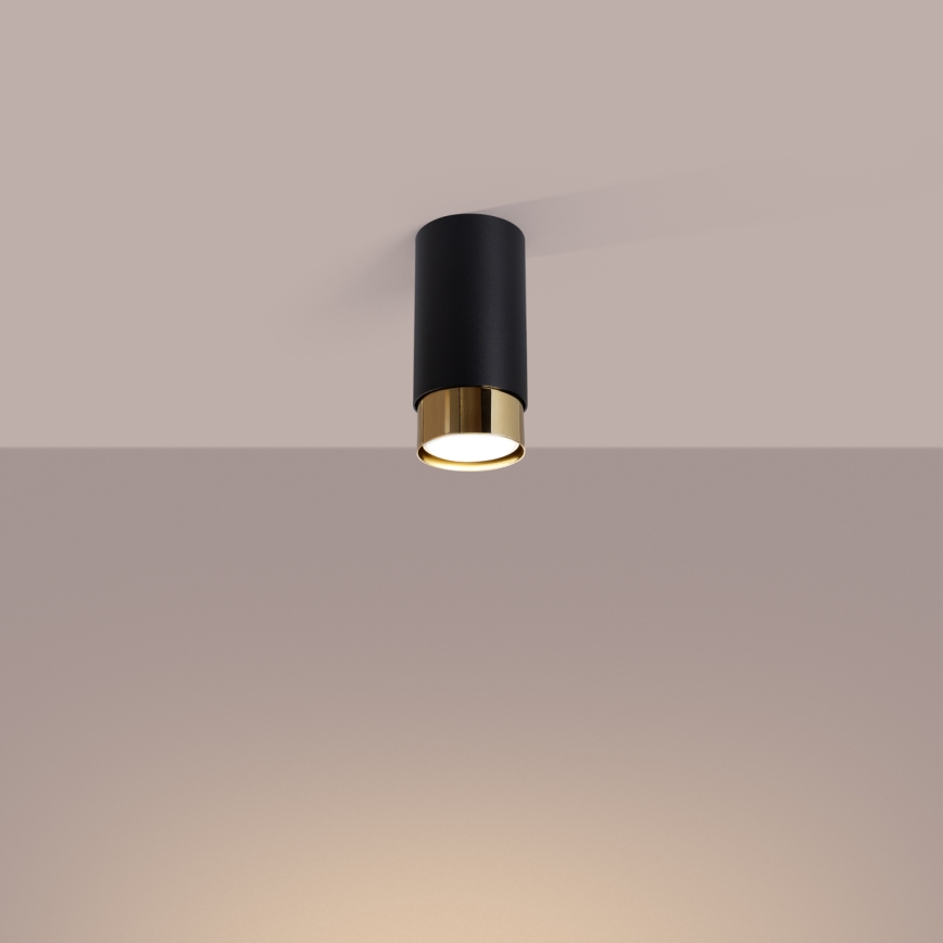 Foco NERO 1xGU10/10W/230V 12,5 cm negro/dorado