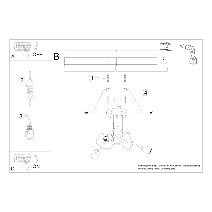 Lámpara de techo LOOP 3xE27/15W/230V cromo brillante
