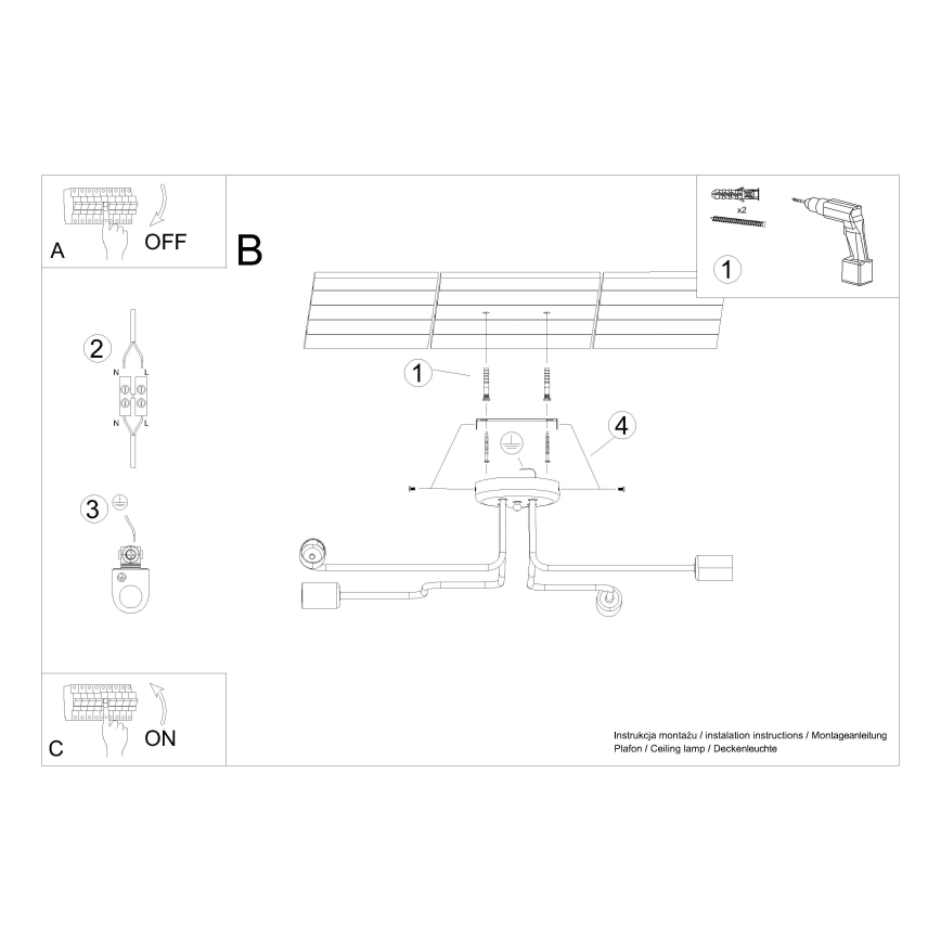 Lámpara de techo VECTOR 4xE27/15W/230V blanco