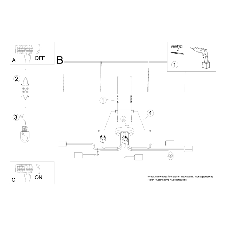 Lámpara de techo VECTOR 8xE27/15W/230V blanco