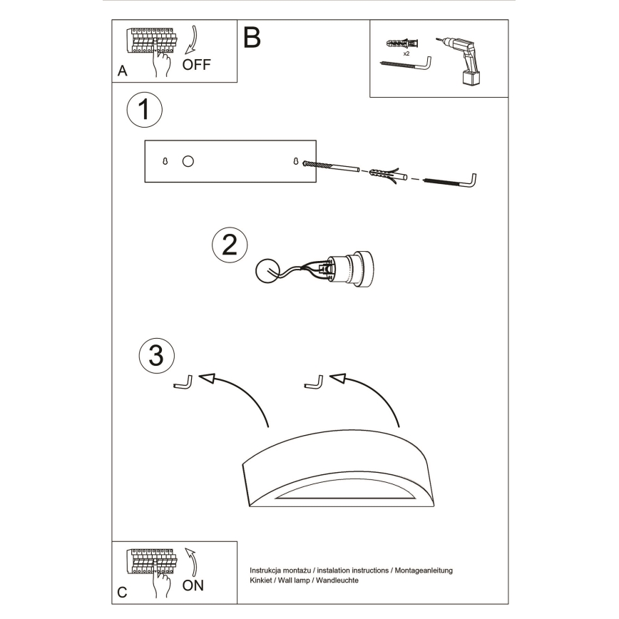 Aplique ATENA 1xE27/15W/230V 20 cm blanco