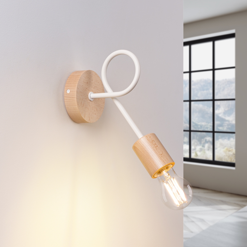 Aplique EMBER 1xE27/15W/230V blanco/beige/haya