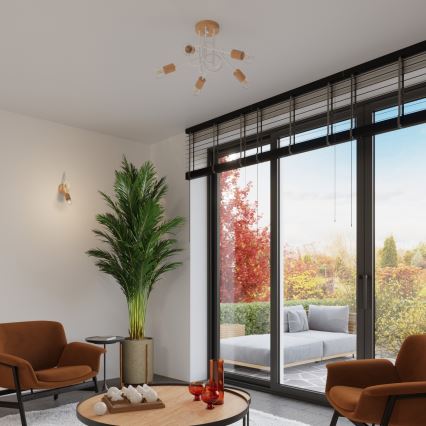 Aplique EMBER 1xE27/15W/230V blanco/beige/haya