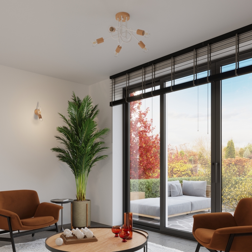 Aplique EMBER 1xE27/15W/230V blanco/beige/haya