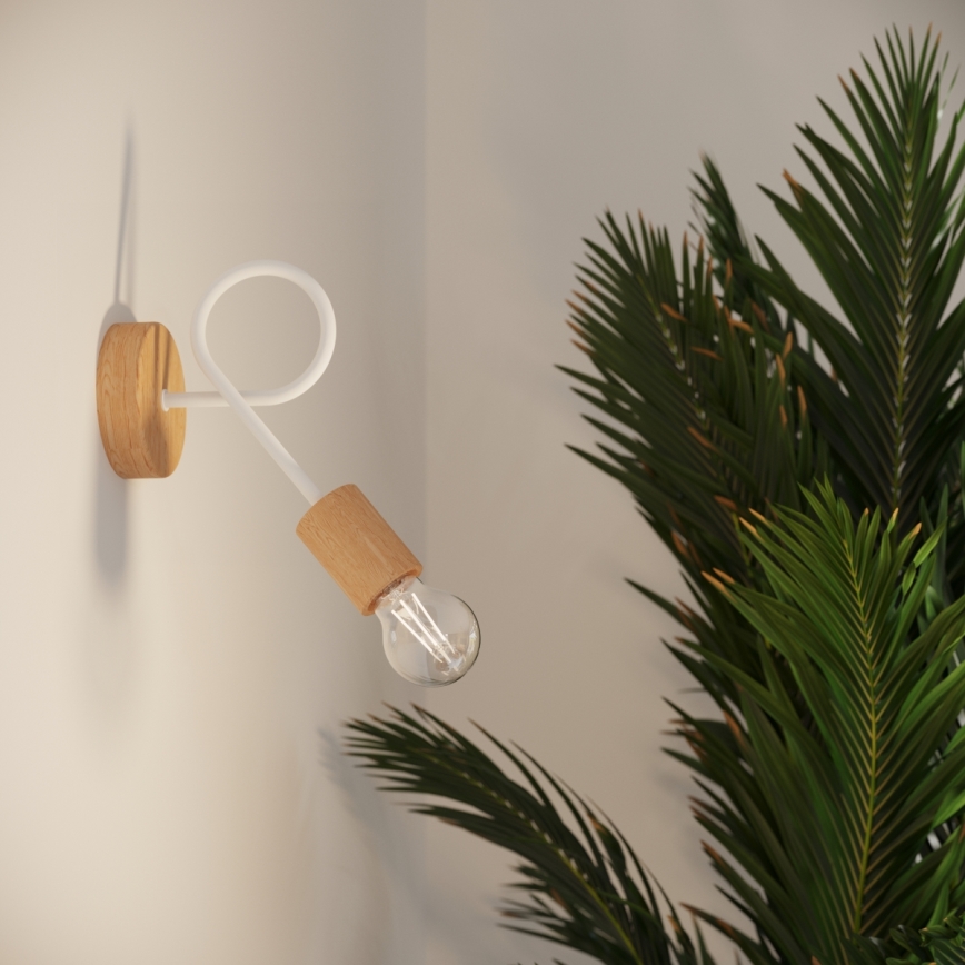 Aplique EMBER 1xE27/15W/230V blanco/beige/haya