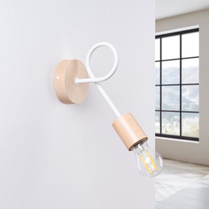 Aplique EMBER 1xE27/15W/230V blanco/beige/haya