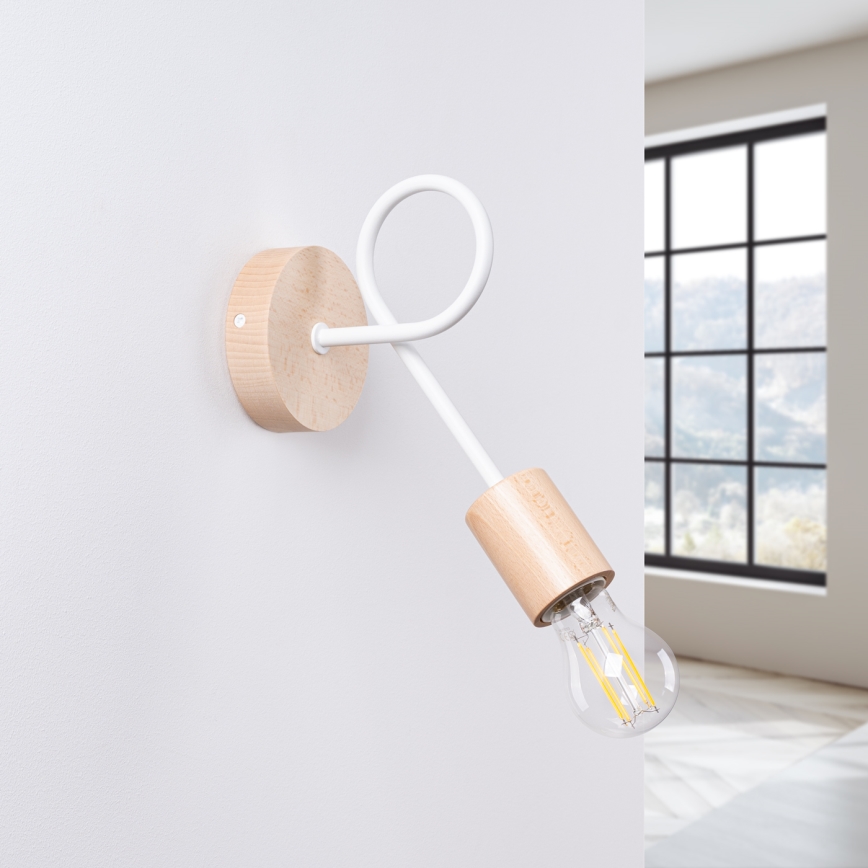 Aplique EMBER 1xE27/15W/230V blanco/beige/haya