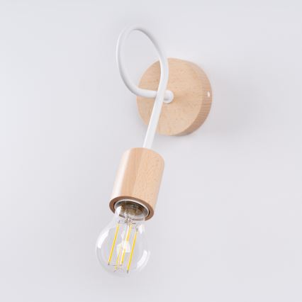 Aplique EMBER 1xE27/15W/230V blanco/beige/haya