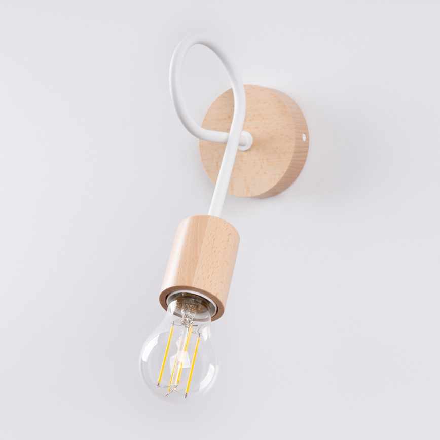 Aplique EMBER 1xE27/15W/230V blanco/beige/haya