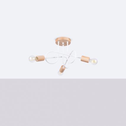 Lámpara de techo EMBER 3xE27/15W/230V blanco/beige/haya