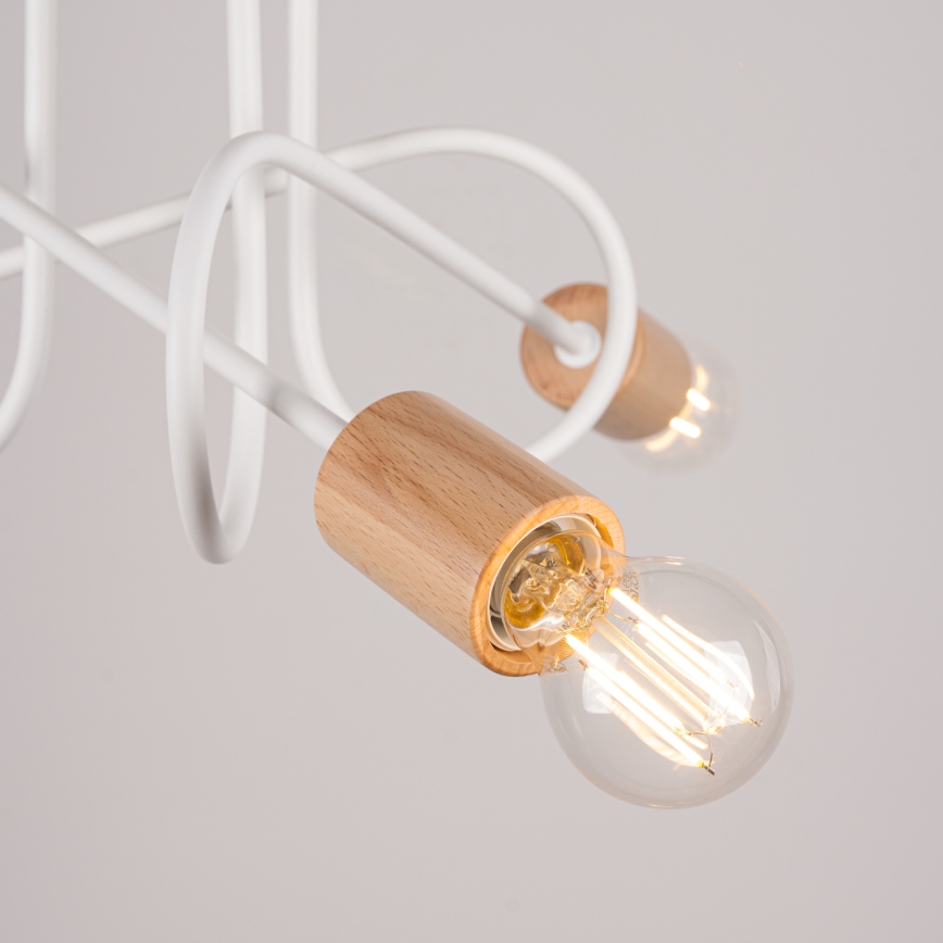 Lámpara de techo EMBER 3xE27/15W/230V blanco/beige/haya
