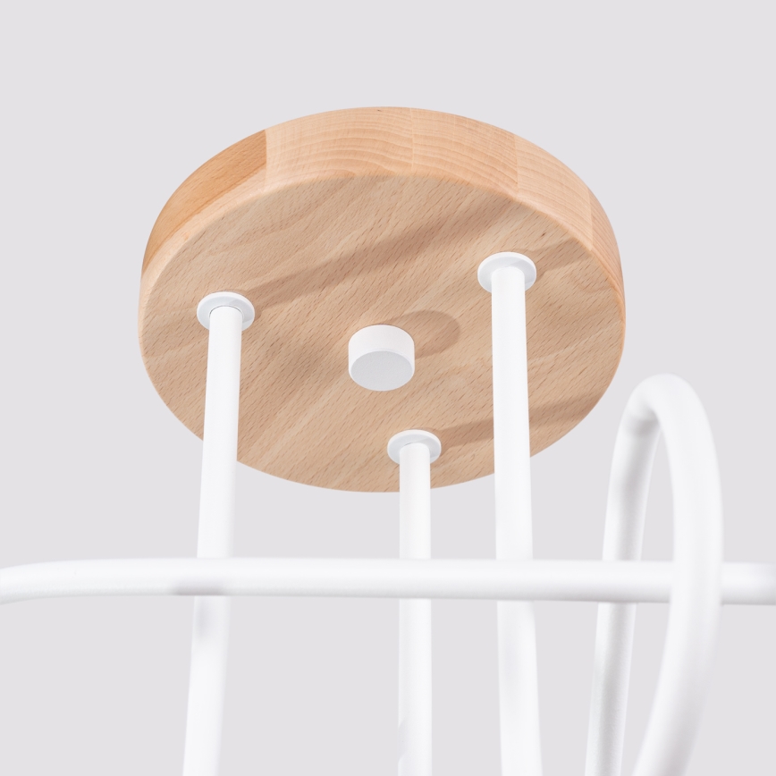 Lámpara de techo EMBER 3xE27/15W/230V blanco/beige/haya