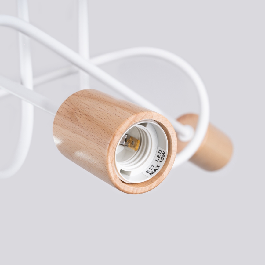 Lámpara de techo EMBER 3xE27/15W/230V blanco/beige/haya