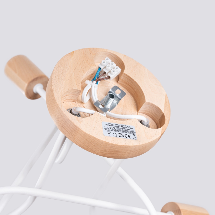 Lámpara de techo EMBER 3xE27/15W/230V blanco/beige/haya