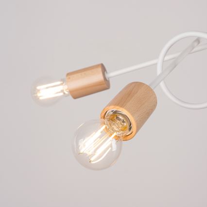 Lámpara de techo EMBER 5xE27/15W/230V blanco/beige/haya