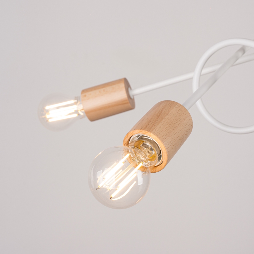Lámpara de techo EMBER 5xE27/15W/230V blanco/beige/haya