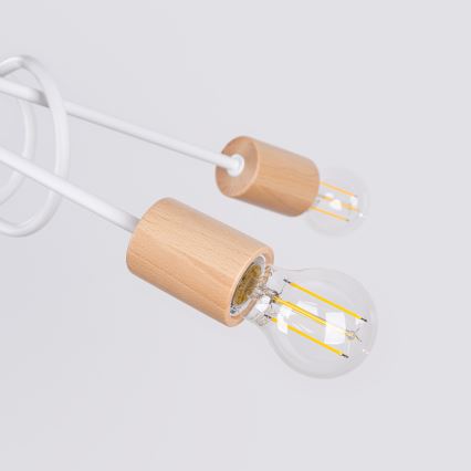 Lámpara de techo EMBER 5xE27/15W/230V blanco/beige/haya