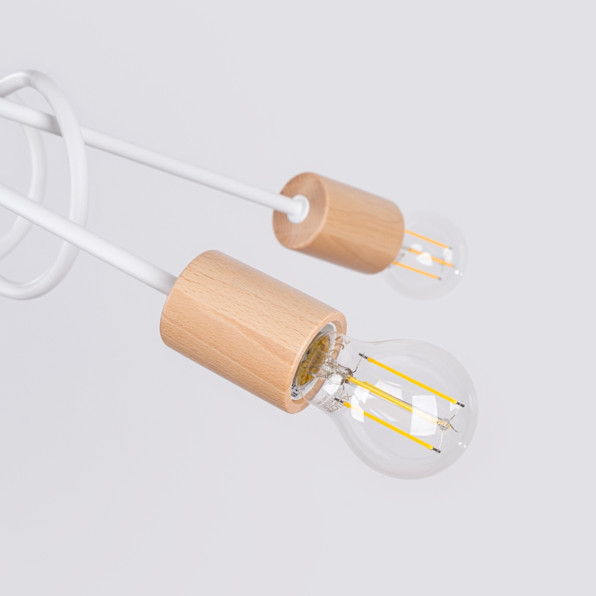 Lámpara de techo EMBER 5xE27/15W/230V blanco/beige/haya
