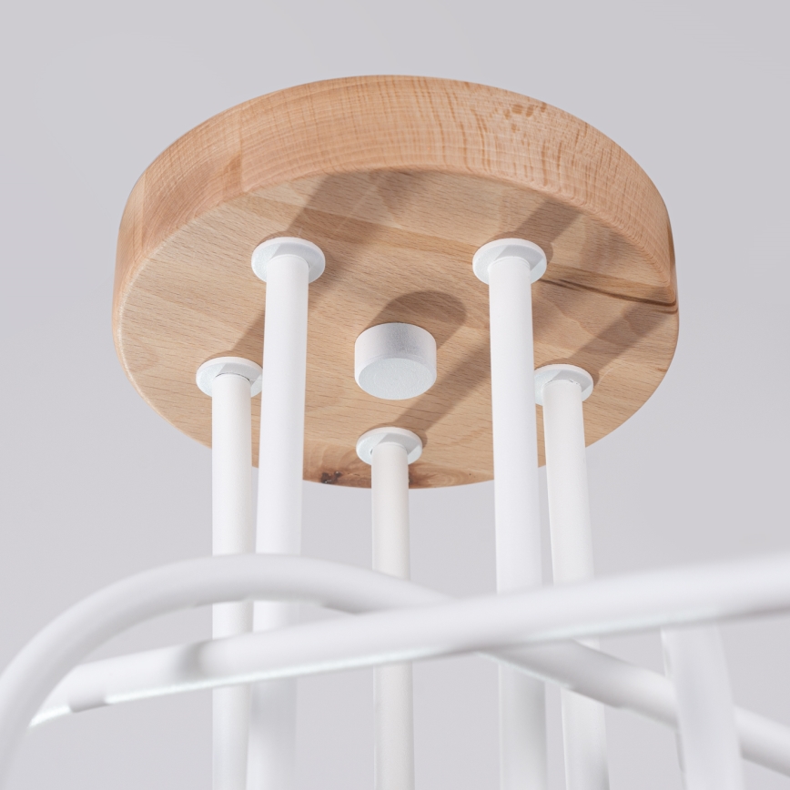 Lámpara de techo EMBER 5xE27/15W/230V blanco/beige/haya