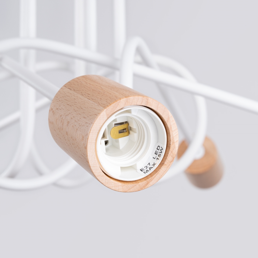 Lámpara de techo EMBER 5xE27/15W/230V blanco/beige/haya