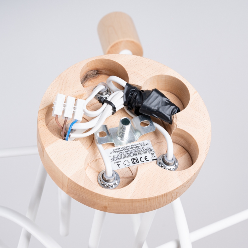 Lámpara de techo EMBER 5xE27/15W/230V blanco/beige/haya