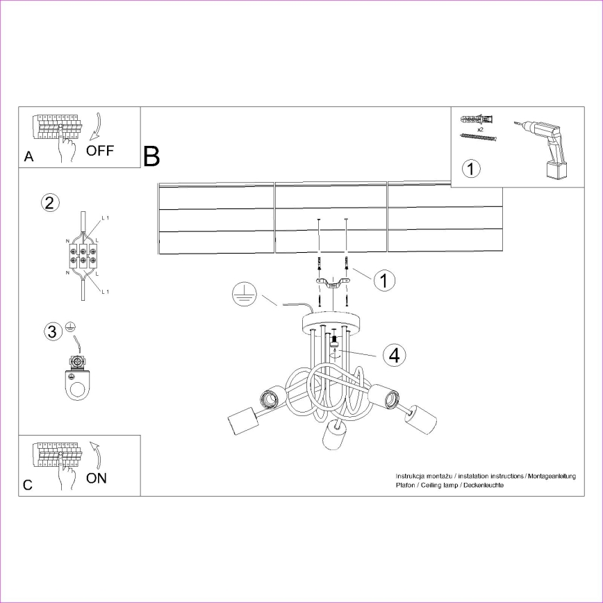 Lámpara de techo EMBER 5xE27/15W/230V blanco/beige/haya