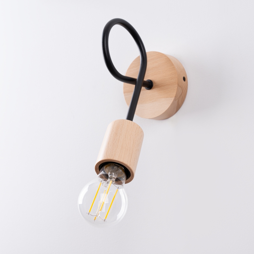 Aplique EMBER 1xE27/15W/230V negro/beige/haya